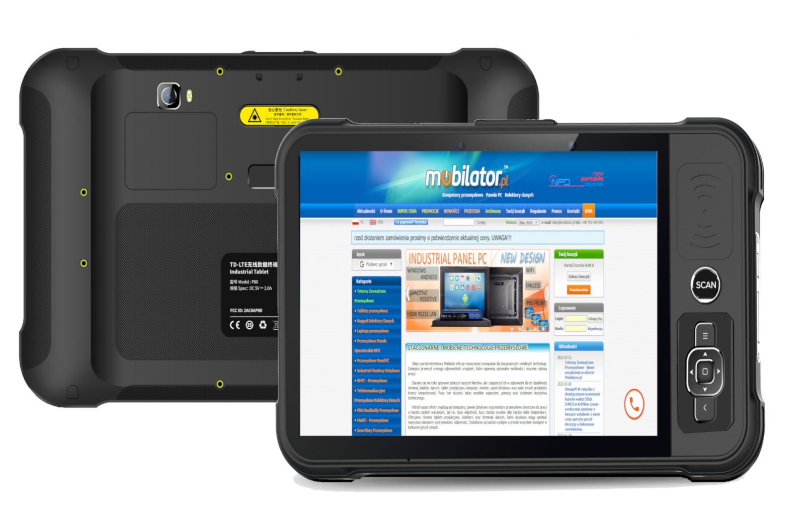 przemysowy tablet P80-PE wytrzymay skaner kodw kreskowych 1D/ 2D
