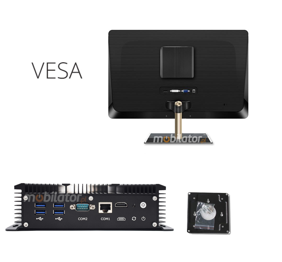 HyBOX 1009 mały wzmocniony dobrej jakości przemysłowy komputer uchwyt VESA