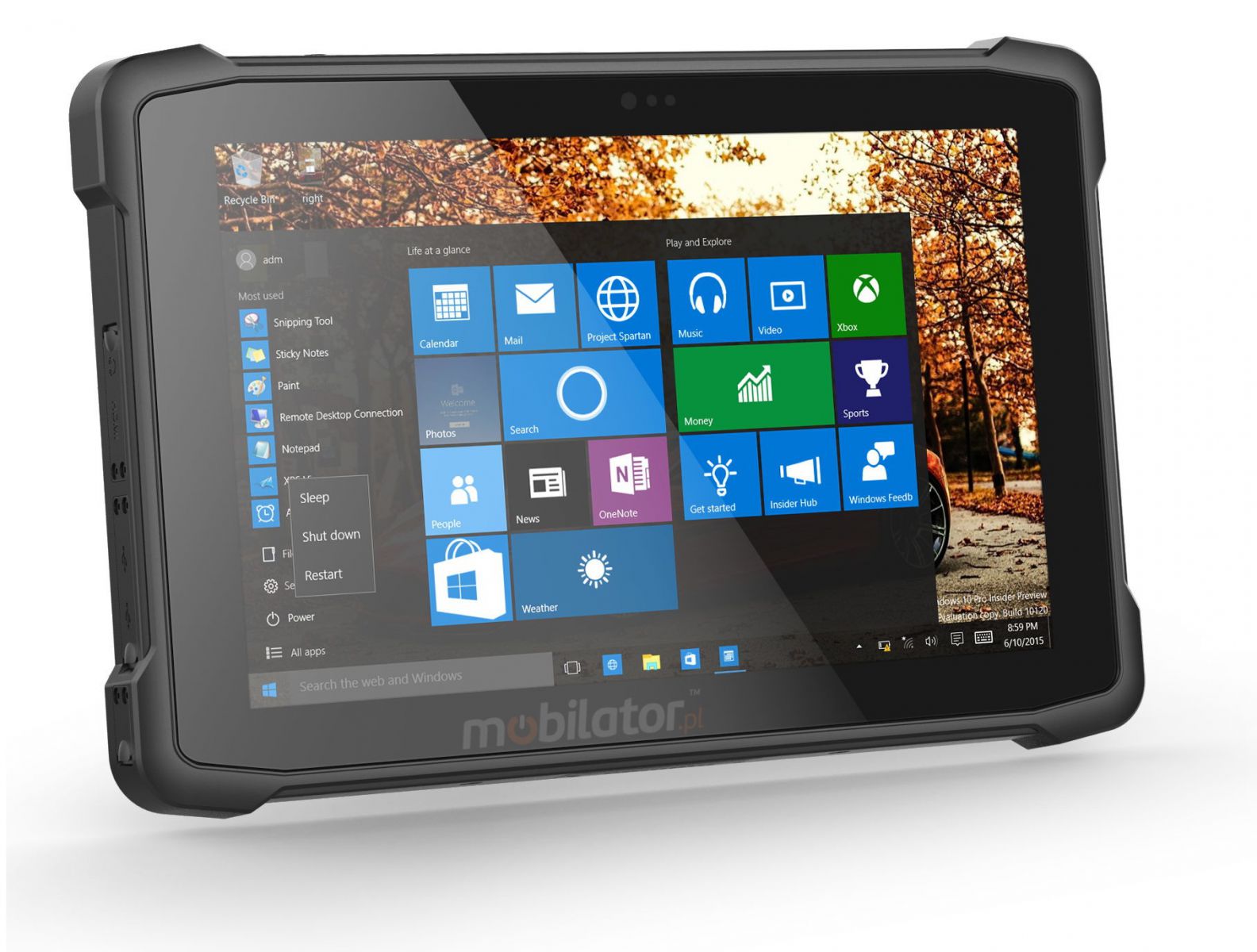 Emdoor I11H v.8 - Wodoodporny dziesiciocalowy tablet z Windows 10 Home, Bluetooth 4.2, 4GB RAM, czytnikiem kodw 2D N3680 Honeywell, 64GB, NFC  i 4G 