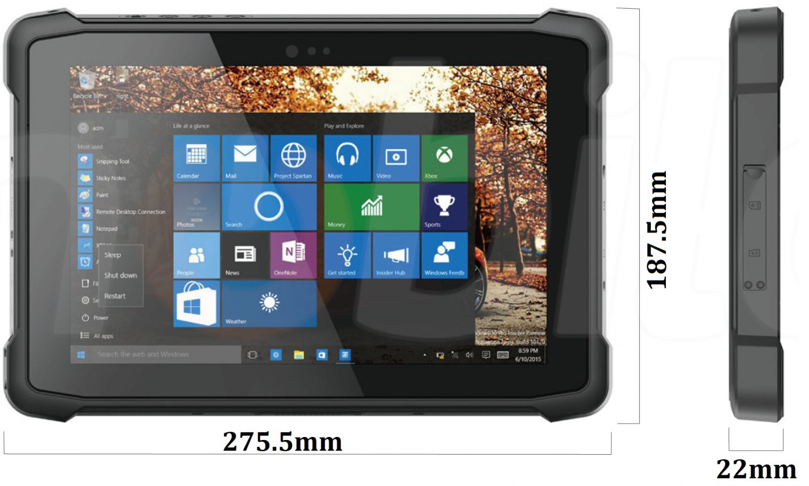 Emdoor I11H v.4 - Odporny na upadki dziesiciocalowy tablet z Windows 10 Pro, Bluetooth 4.2, 4GB RAM pamici, dyskiem 64GB, czytnikiem kodw 2D N3680 Honeywell, NFC  i 4G 