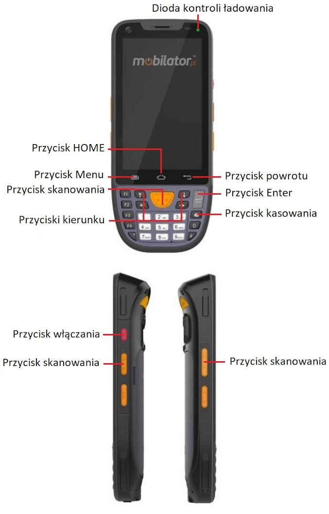 MobiPad A61S ergonomiczne przyciski wydajny i energooszczdny procesor skaner kodw kreskowych 2D Zebra