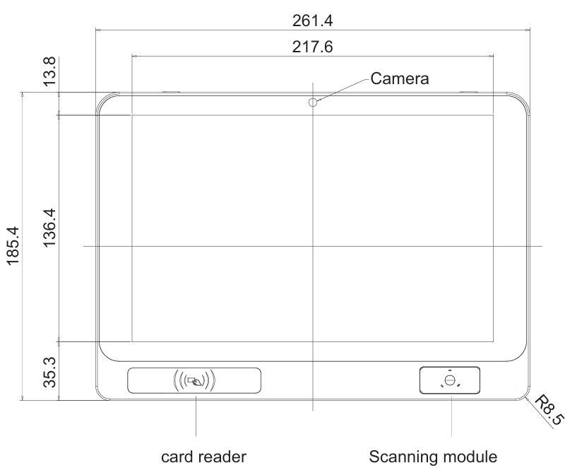 Mobitouch 101A-LF Przemysowy komputer panelowy  wymiary produktu