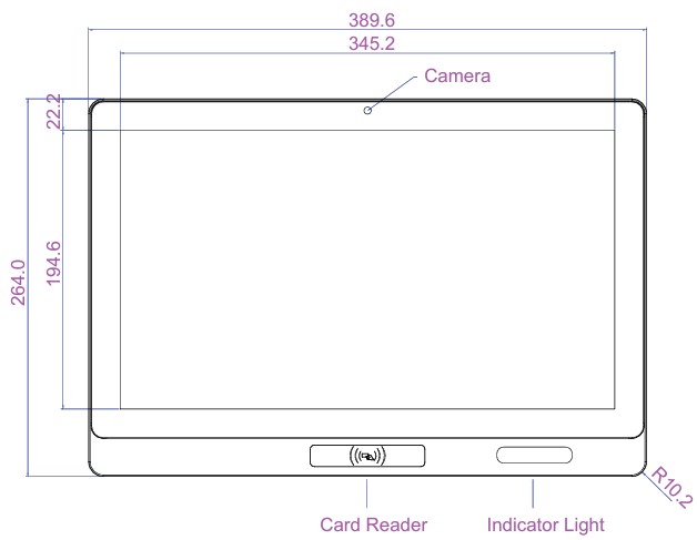 Mobitouch 156A-LF Przemysowy komputer panelowy  wymiary produktu