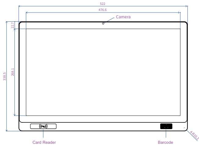 Mobitouch 215A-LF+2D Przemysowy komputer panelowy  wymiary produktu