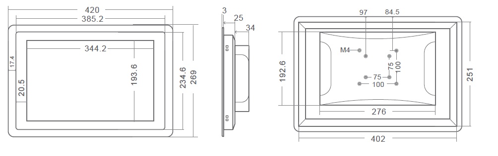 MobiTouch 156RKK2 - 15.6 cala - wytrzymay dotykowy komputer przemysowy typu Panel PC z systemem Android, wodoodporna (IP65) przedni cz obudowy