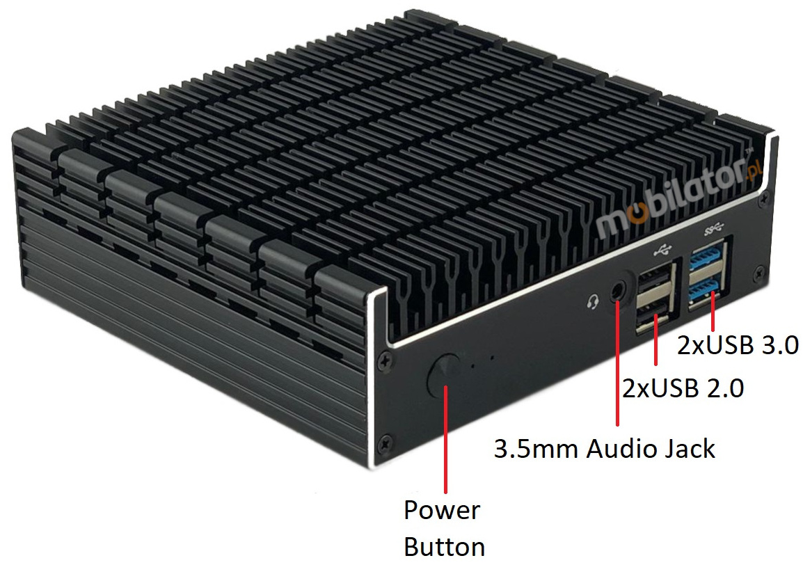 Polywell-Nano-U10F Intel i5 mini komputer przemysowy zcz panel przedni 