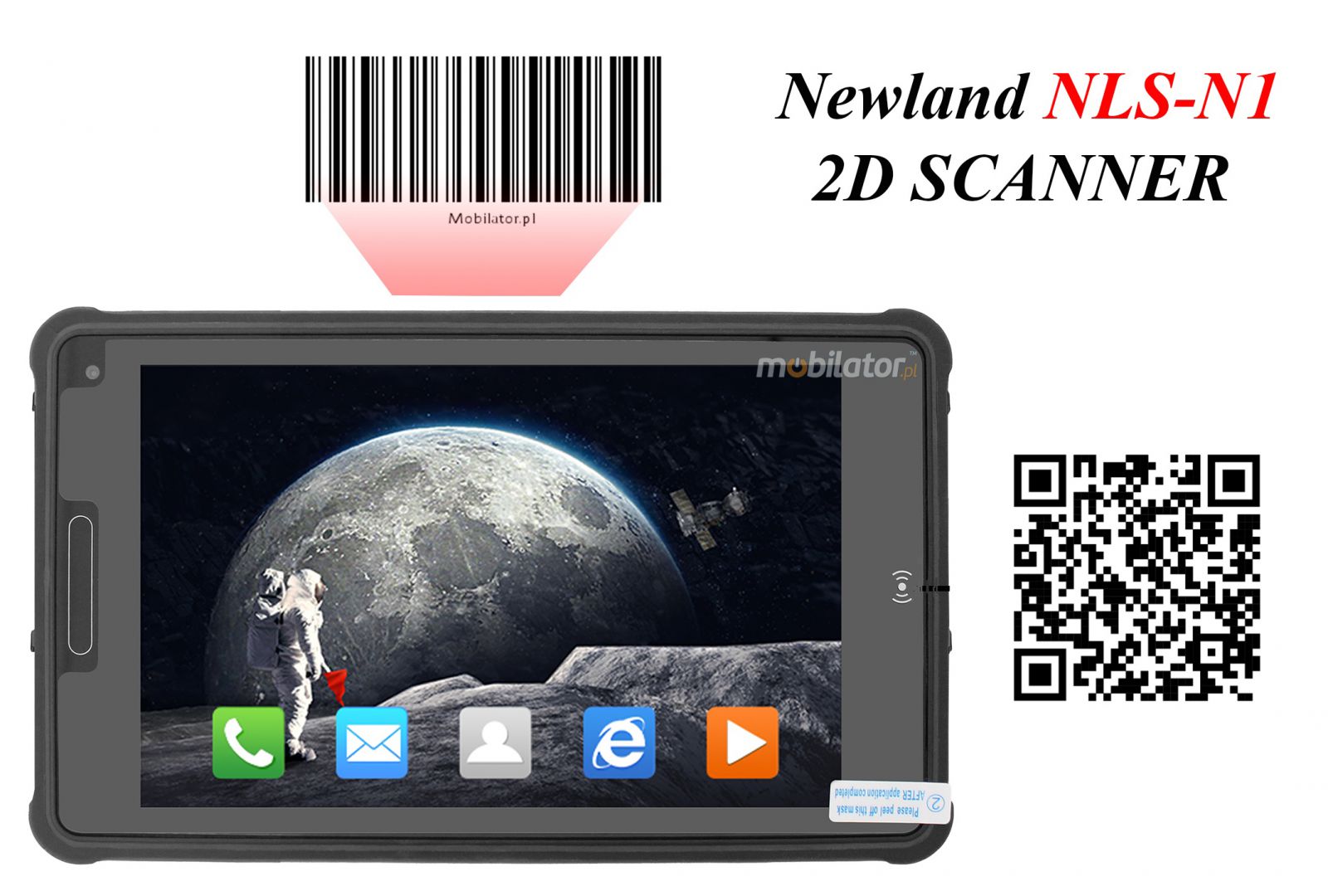MobiPAD 8TS-5A - Przemysowy tablet pancerny z Androidem 11, NFC, ekranem 8 cali 1920x1200, Skanerem 2D Newland N1, czytnikiem linii papilarnych, LTE, WiFi, norma IP65, odporny na wod i upadki, tablet do logistyki i magazynu