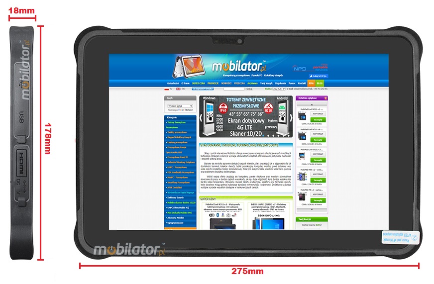 MobiPAD A311-R2 - Solidny i wydajny tablet przemysowy z High Precision GPS, 10.1 cala, Android 12, 16GB RAM, 512GB ROM, IP65, NFC, Bluetooth 5.0, 1920x1200, 450 nits, skaner 2D Honeywell N4680, czytnik linii papilarnych