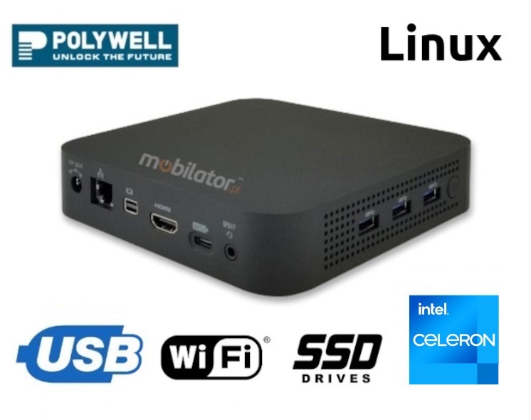 Polywell-N4100-NGC3 Celeron may niezawodny szybki i wydajny mini pc Linux