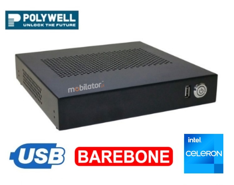 Polywell-J4125AEL2 Celeron mały niezawodny szybki i wydajny mini pc BAREBONE