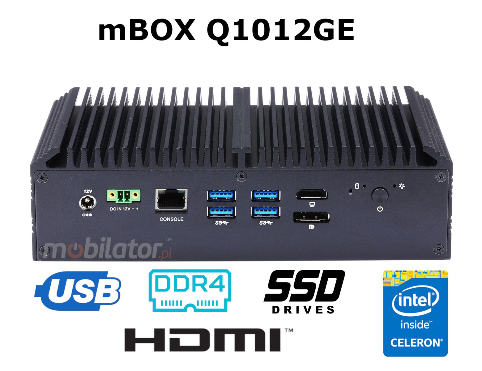 mBOX Q1012GE wersja 1, HDMI, intel Celeron