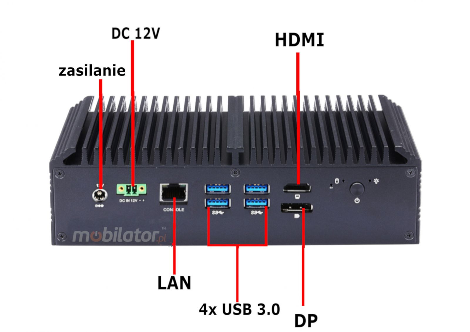 cztery USB, Audio, wejcia, przd miniPC, 3.0, HDMI, Q1012GE