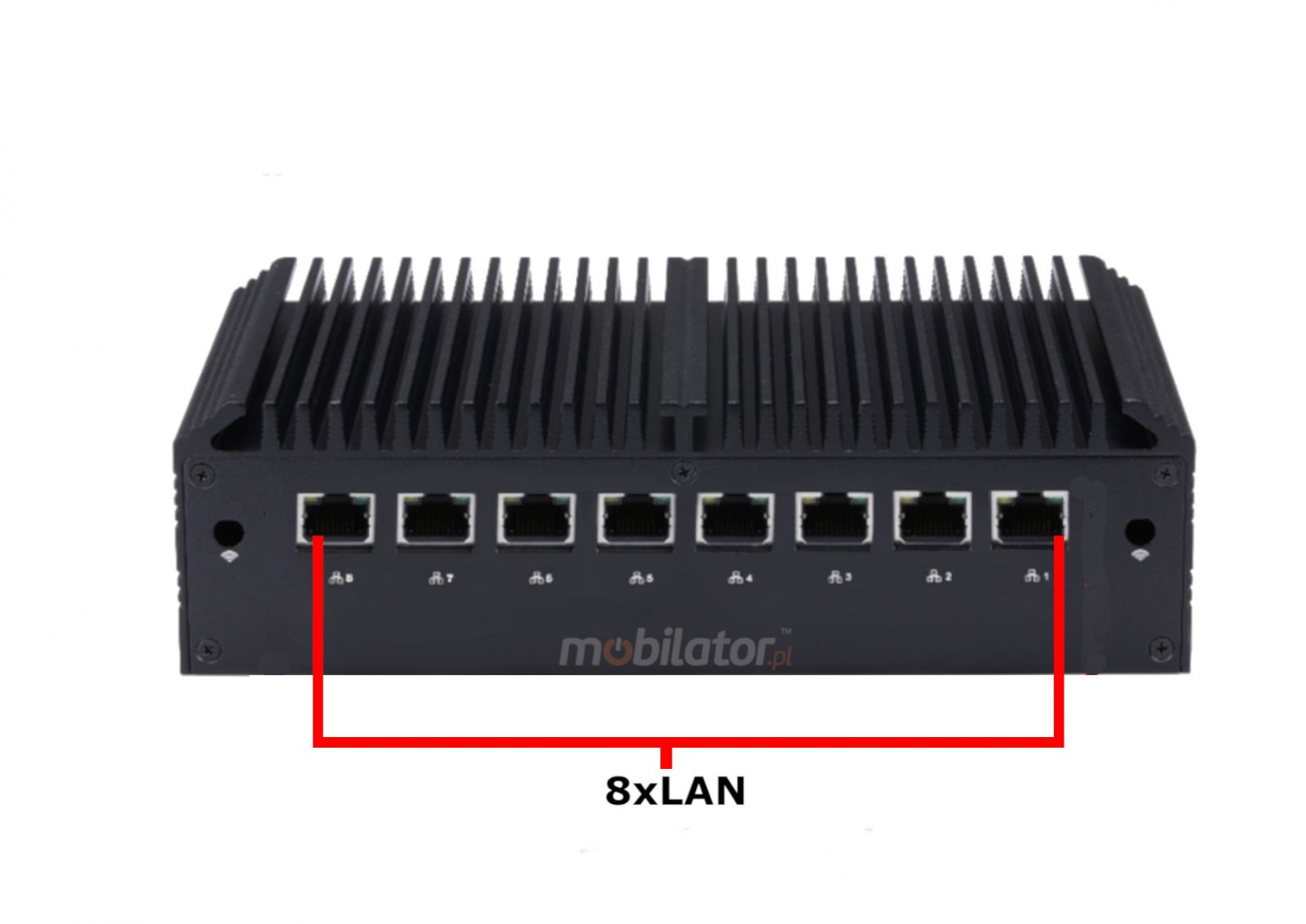 Q1012GE miniPC, ktre posiada 8x zcza LAN