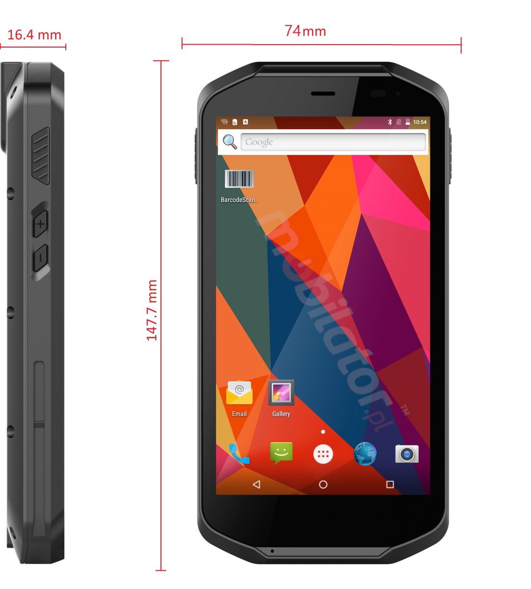 Mobipad Qxtron Q5100 v.4 - Wytrzymay (norma IP65 + MIL-STD-810G) 5-calowy terminal danych ze skanerem kodw QR Honeywell 2D, 64GB i 4GB RAM pamici, Android 9.0.