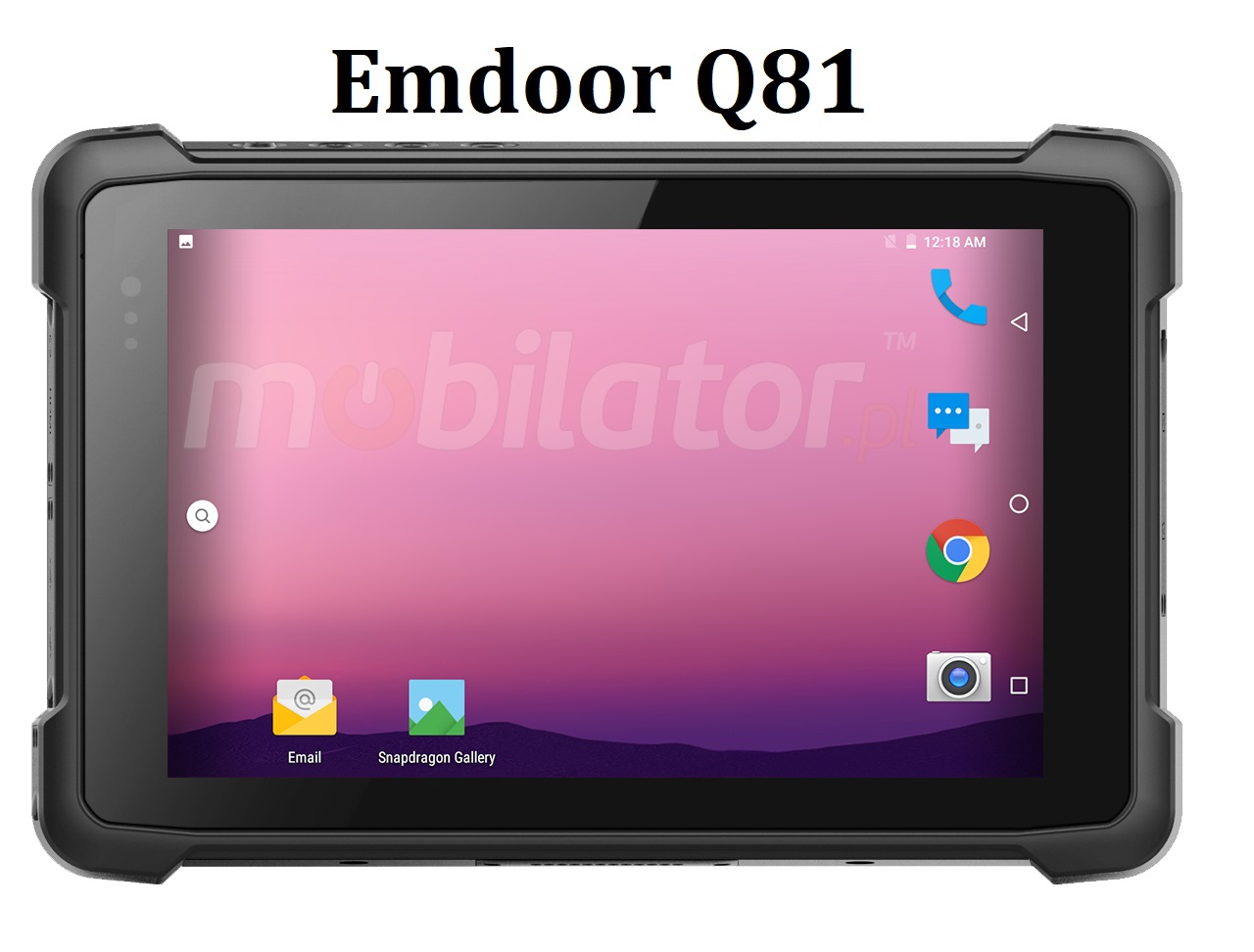 Wytrzymay 8-calowy tablet (IP65 + MIL-STD-810G) z NFC, pamici 4GB RAM, dyskiem 64GB ROM, Bluetooth 4.1, NFC i skanerem kodw 1D MOTO SE655 - Emdoor Q81 v.2