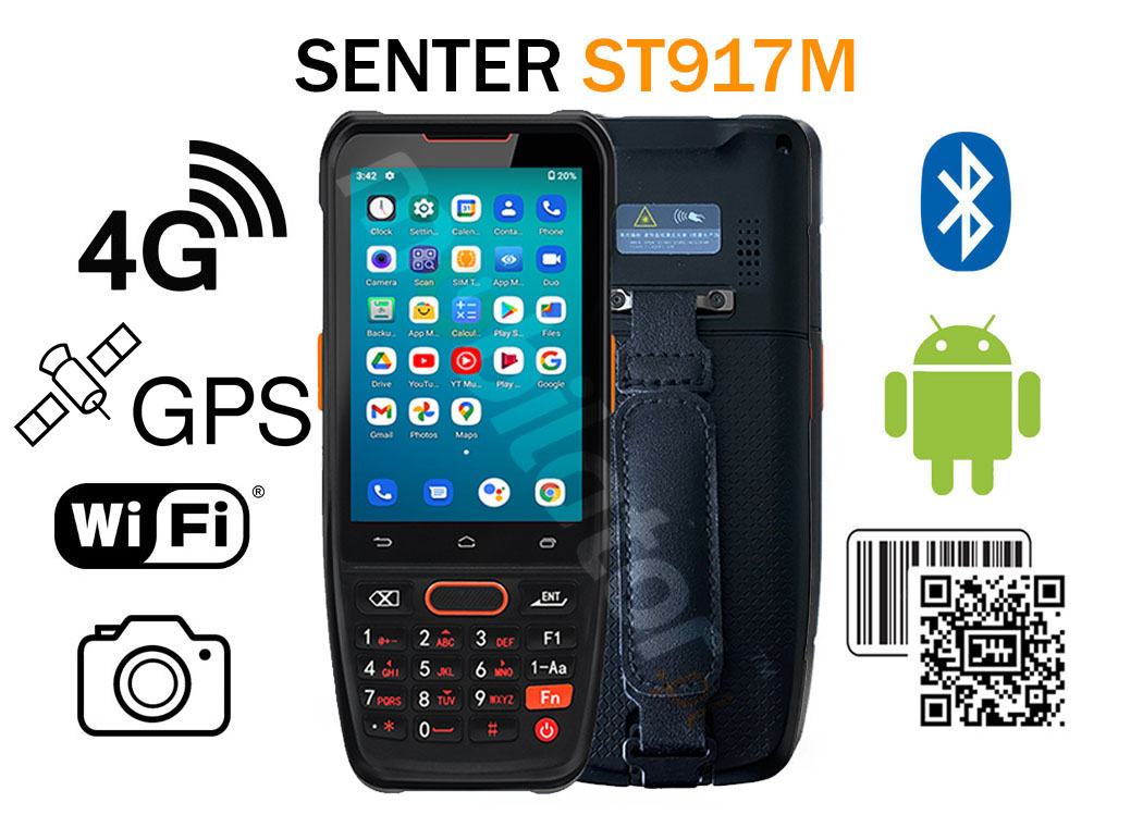 SENTER ST917M v.1 - Odporny kolektor danych z ekranem dotykowym, skanerem kodw 2D Honeywell N5703, WiFi, BlueTooth 5.0 i 4G