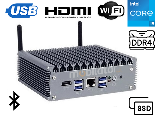 yBOX-X56-(6LAN)-I5 Kompaktowy MiniPC przemysowy 8GB RAM, 256GB SSD, Wifi