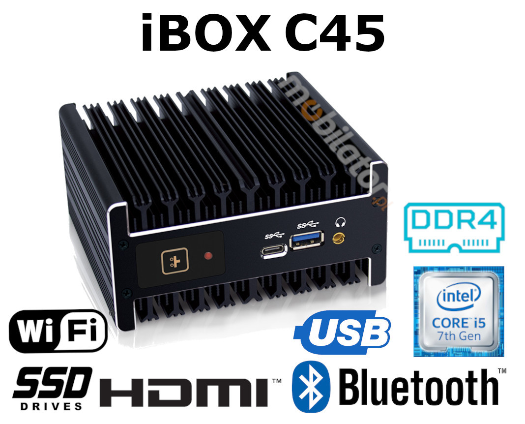 iBOX C45 v.6 - odporny miniPC z procesorem Intel Core, złączami USB 3.0, RJ-45, mini DP, WiFi, HDMI oraz pamięcią 32GB RAM i 512GB SSD M.2