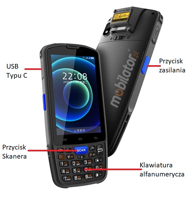 Wodoszczelny inwentaryzator w formie smartfona  (System Android 9.0) oraz NFC w kompaktowych wymiarach