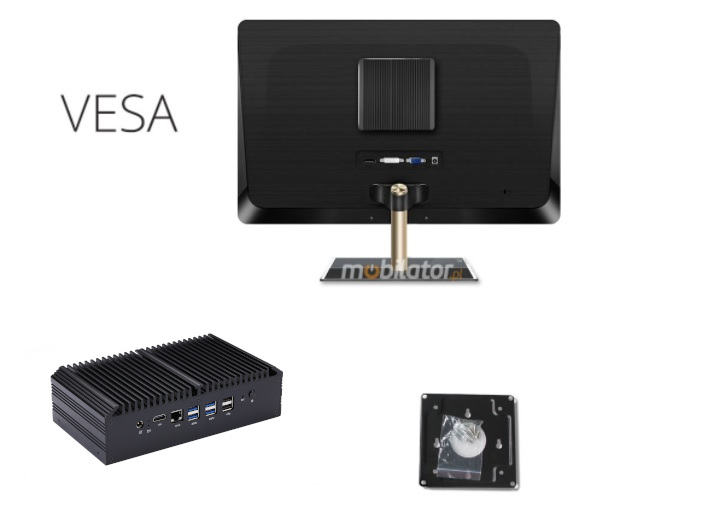 mBOX Q858GE - Uchwyt VESA pozwalajcy montowa minipc w wielu miejscach