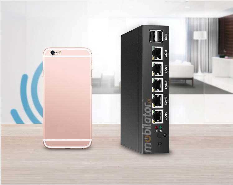 Wzmocniony Bezwentylatorowy Komputer Przemysowy z 4-ema kartami sieciowymi LAN - MiniPC yBOX-X33 - J1900 maly mocny wymiary porownanie vga intel mobilator wzmocniony szybki 4x lan rj45