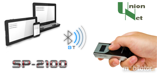 UnionNET  SP-2100 2D HD Bluetooth  SP2100 Skaner 2D HD (High Density ) QR Area Imager Bezprzewodowy Bluetooth 2.1 Porczny   Kompatybilny Windows Android IOS mobilator.pl New Portable Devices Mobilne Skanery kodw kreskowych MINI wywietlacz