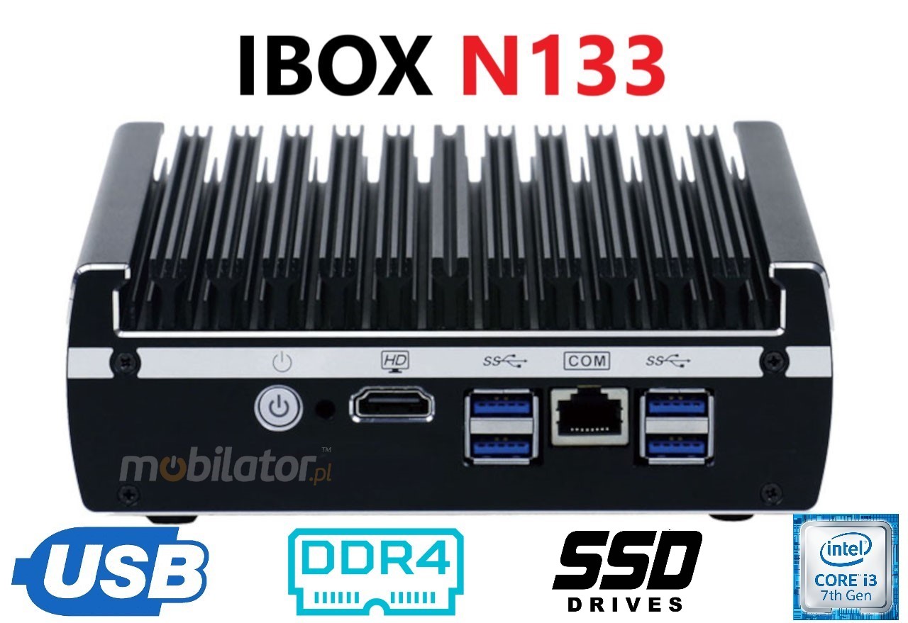  IBOX N133 v.2 ,SSD, DDR4, przemysłowy, mały, szybki, niezawodny, fanless, industrial, small, LAN, INTEL i3