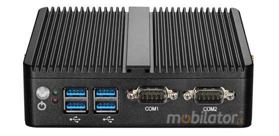 Wzmocniony mini Komputer Przemysowy Fanless MiniPC yBOX GX30 - 3215U v.3 front panel com rs232 mobilator szybki 2 lan rj45