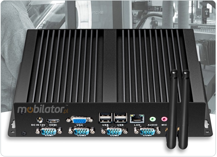 Wytrzymay Bezwentylatorowy Mini Komputer Przemysowy z 4-ema portami COM RS232  -  MiniPC yBOX - X26G (4COM) mobilator pl usb lan vga hdmi