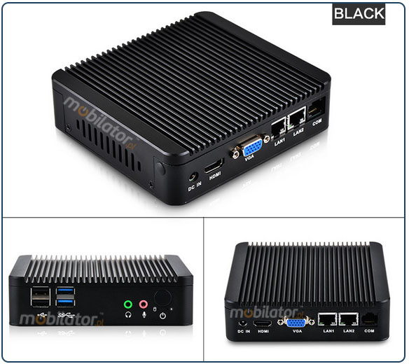 Odporny Komputer przemysowy bezwentylatorowy z 2-oma kartami sieciowymi LAN - MiniPC yBOX-X29(2LAN)-J1900 plyta glowna srodek vga intel mobilator wzmocniony szybki 2x lan rj45