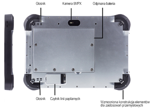 fingerprint mobipad 12w tyl zlacza glosniki bateria 1000mah