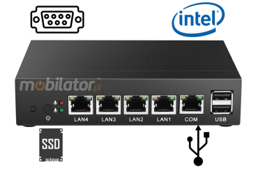 Wzmocniony Bezwentylatorowy Komputer Przemysowy z 4-ema kartami sieciowymi LAN - MiniPC yBOX - X33 (4 LAN)- J1800 v.1