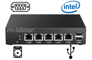 May Wzmocniony Bezwentylatorowy Komputer Przemysowy z 4-ema kartami sieciowymi LAN - MiniPC yBOX - X33 (4 LAN) - J1900 v.5