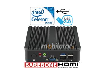 Przemysowy minikomputer pasywny MiniPC yBOX-X30A(2LAN+2COM)-N2815 Barebone