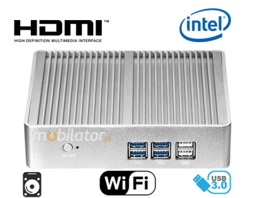 MiniPC yBOX - 32X - i7 4500Y v.5 - wzmocniony wydajny may bezwentylatorowy komputer przemysowy - z chodzeniem pasywnym - z procesorem i7-4500Y
