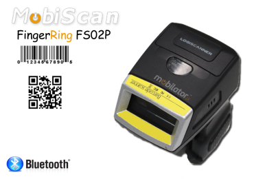 FingerRing FS02P v.1 - wytrzymay na upadki, wodoodporny mini skaner kodw kreskowych 2D/1D z norm IP65 - w formie piercionka (USB, Bluetooth)