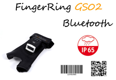 FingerRing GS02 v.1 - mini skaner 2D/1D (EM3396) + uchwyt w formie rekawicy - czytnik wytrzymay na upadki, wodoodporny wzmocniony mini skaner kodw kreskowych 2D z norm IP65 (USB, Bluetooth)
