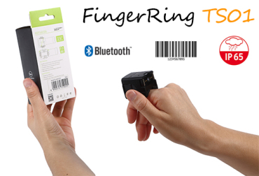 FingerRing TS01 - odporny na upadki z 1.5m, przemysowy mini skaner kodw kreskowych 1D - w formie piercionka (USB, Bluetooth)