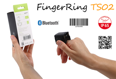 FingerRing TS02 - odporny na upadki z 1.5m, przemysowy mini skaner kodw kreskowych 1D/2D - w formie piercionka (USB, Bluetooth)