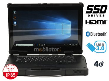 Profesjonalny pyłoodporny laptop przemysłowy z dotykowym ekranem, technologią 4G oraz Windows 10 Pro - Emdoor X15 v.13 