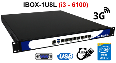 IBOX-1U8L (i3 - 6100) v.4 - Komputer przemysłowy z montażem rackowym i technologią 3G