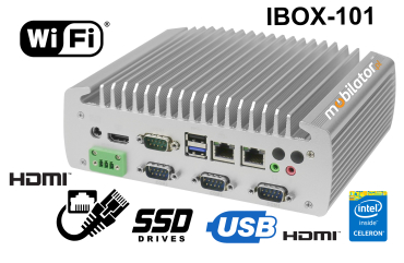 IBOX-101 v.2 - Mini komputer przemysłowy (6x COM RS232) z 2-oma kartami sieciowymi