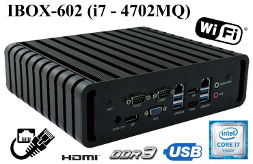 IBOX-602 (i7 4702MQ) v.1 - Wytrzymały komputer przemysłowy z portami video (HDMI, Display Port, VGA)