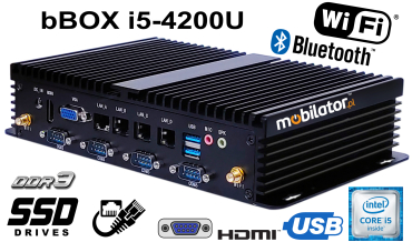 bBOX i5-4200U v.3 - Fanless mini PC z modułem Bluetooth (4x LAN + 6x COM)