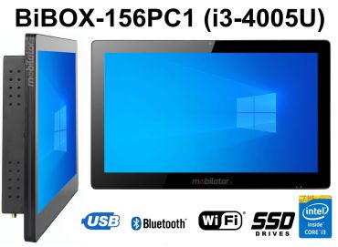 BiBOX-156PC1 (i3-4005U) v.8 - Komputer z wytrzymalym panelem przemysowym w standardzie odpornoci IP65 i dyskiem SSD 128 GB z licencj Windows 10 PRO