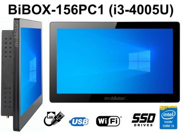 BiBOX-156PC1 (i3-4005U) v.3 - Panel przemysowy z moduem WiFi i standardem odpornoci ekranu IP65 (1xLAN, 6xUSB)