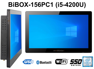 BiBOX-156PC1 (i5-4200U) v.9  - Nowoczesny panelowy komputer z dotykowym ekranem, WiFi i rozszerzonym dyskiem SSD (512 GB) z Licencj Windows 10 PRO