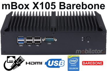 mBox X155 Barebone - Przemysowy MiniPC z procesorem Intel Celeron 3865U