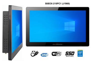 BiBOX-215PC1 (J1900) v.3 - 21,5 cali, IP65, metalowy wzmocniony panel - przemysowy komputer dotykowy - rozszerzenie SSD, 8GB RAM