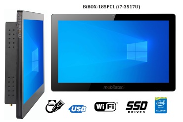 BiBOX-185PC1 (i7-3517U) v.4 - 18,5 cali, IP65, metalowy wzmocniony panel - przemysowy komputer dotykowy - rozszerzenie SSD, 8GB RAM